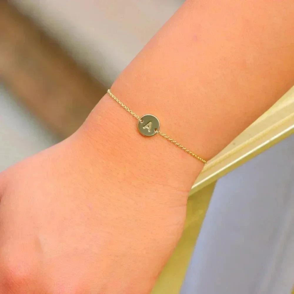 Reserved for Rebecca H, Letter J & T - ENGRAVED CHARM GOLD BRACELET, ELDM22240 - Picture 4 of 12